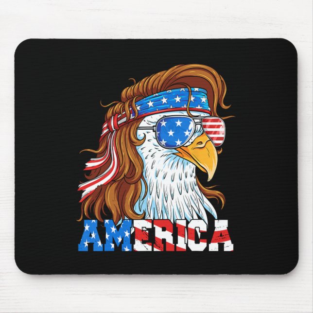America Eagle 4th Of July Mullet American Flag Usa Mouse Mat (Front)