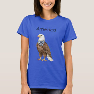 America Eagle Blue Stars Bow T-Shirt