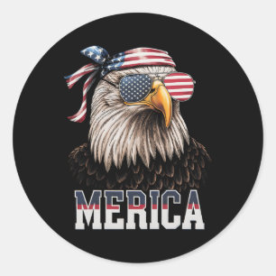 America Eagle Usa Flag 4th Of July Merica Gift Classic Round Sticker