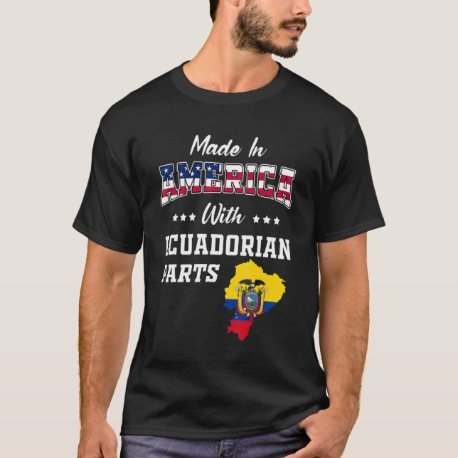 America Ecuadorian Parts Ecuador Map USA Flag Root T-Shirt (Front)