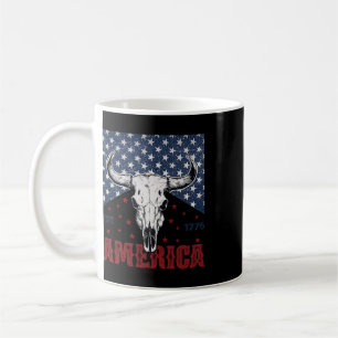 America Est 1776 Cow Skull Funny 4th Of July Coffee Mug