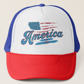 America Est. 1776 – Distressed Flag & Stars Trucker Hat