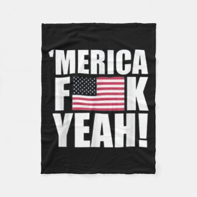 America F Yeah Fourth 4th of July Fleece Blanket (Front)
