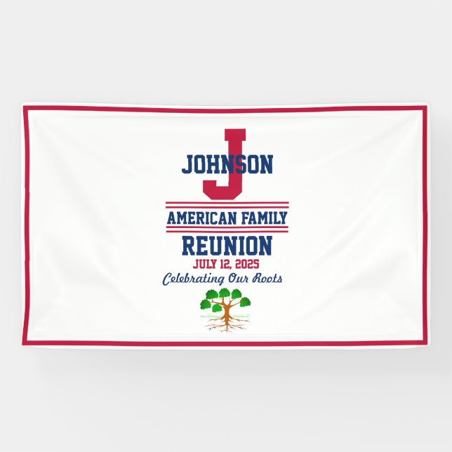 America Family Reunion Red, White, Blue Celebrate Banner (Horizontal)