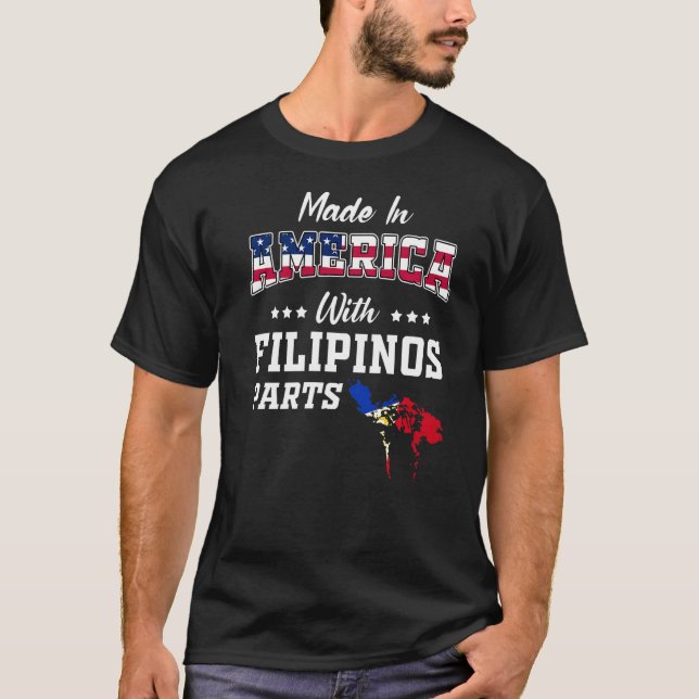 America Filipino Parts Philippine Map USA Flag Roo T-Shirt (Front)