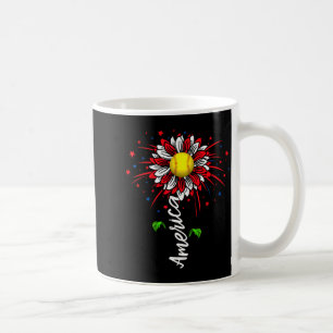 America Fireworks Flower Softball Independence Day Coffee Mug