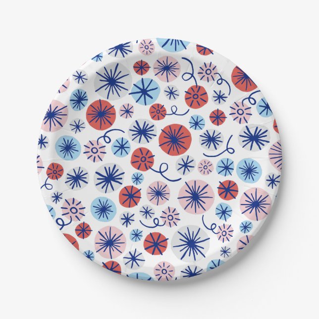 America Fireworks July 4th Paper Plate (Front)