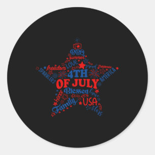 America Fireworks Stars 4th Of July Patriotic Free Classic Round Sticker