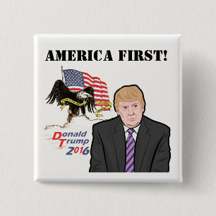 AMERICA FIRST! 15 CM SQUARE BADGE