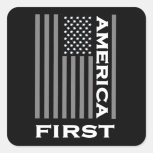 America First American Flag Love the USA Trump     Square Sticker