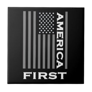 America First American Flag Love the USA Trump     Tile