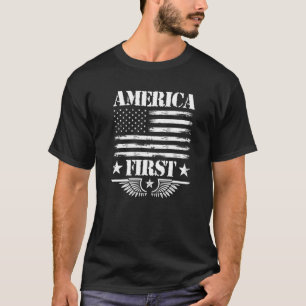America First American Flag Patriot Patriotic Sa T-Shirt