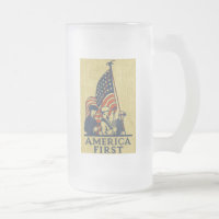 America First American Flag Patriots Vintage Text
