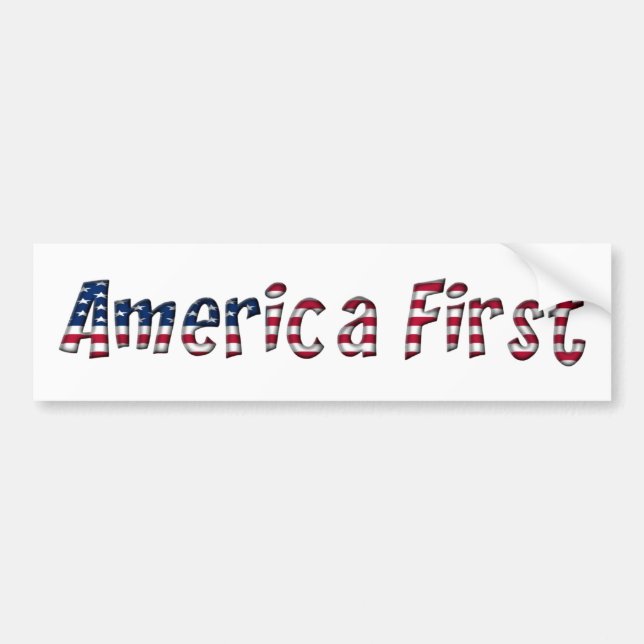 America First American Flag Typography Patriotic Bumper Sticker (Front)