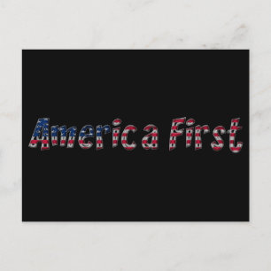 America First American Flag Typography Patriotic Postcard