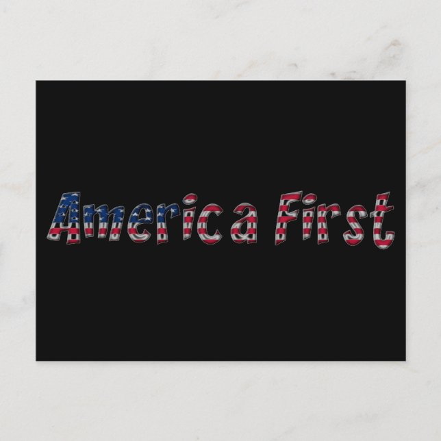 America First American Flag Typography Patriotic Postcard (Front)