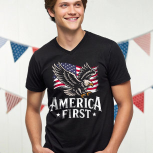 America First Patriotic Bald eagle July 4th T-Shirt