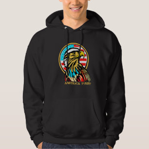 America First Patriotic Eagle Illustration 4th of  Hoodie