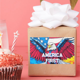 America First Patriotic Eagle Rectangular Sticker