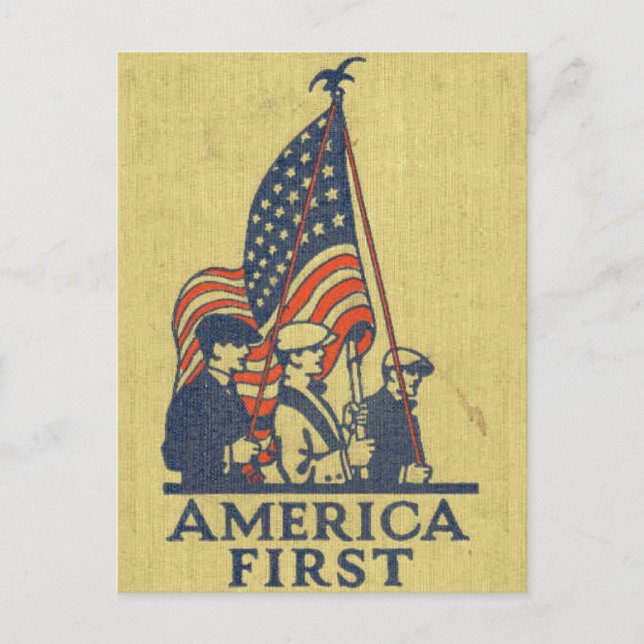 America First Patriots American Flag Vintage Text Postcard (Front)