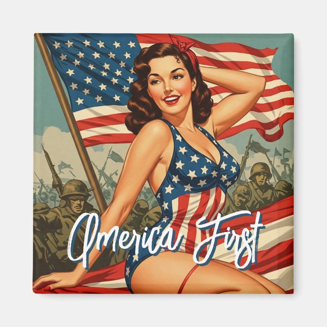 America First Pin Up Girl Magnet (Front)