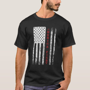 America First Pro Trump Proud American USA Flag T-Shirt