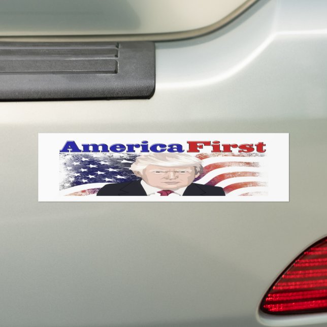 America First stars and stripes Bumper Sticker (On Car)