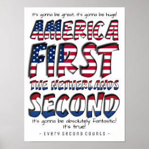 America First The Netherlands Second Typography Poster