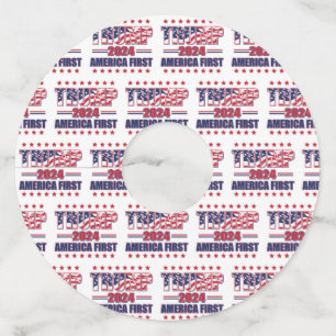 America First Trump 2024 Wine Glass Tag