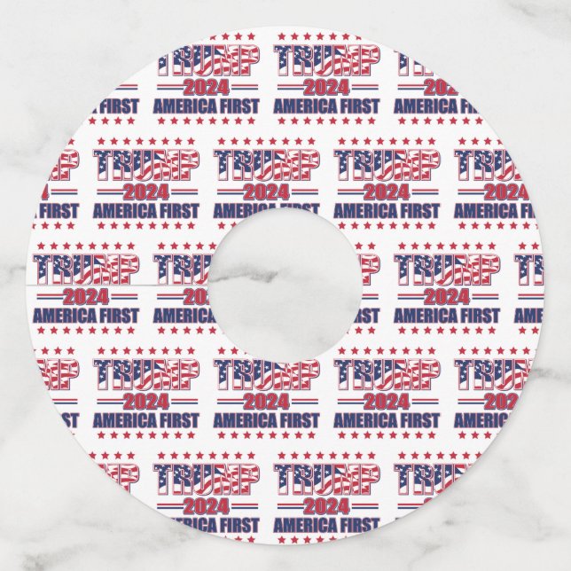 America First Trump 2024 Wine Glass Tag (Front)