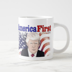 America First Trump stars and stripes  Large Coffee Mug
