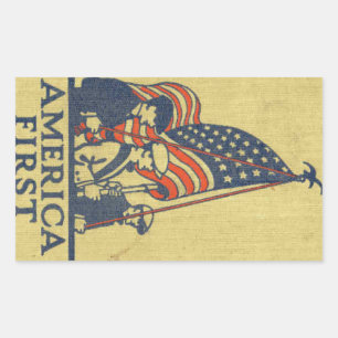 America First Typography Vintage US Flag American Rectangular Sticker