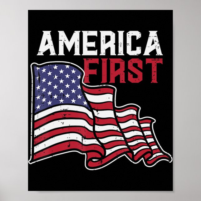 America First US Flag Memorial Day 4th Of July Men Poster (Front)