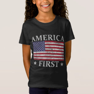 AMERICA FIRST USA AMERICAN FLAG PATRIOT STARS AND T-Shirt