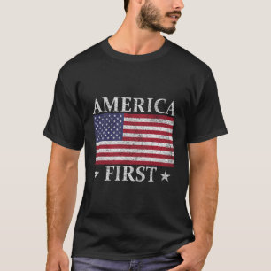 America First Usa American Flag Patriot Stars And T-Shirt