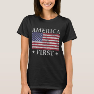 AMERICA FIRST USA AMERICAN FLAG PATRIOT STARS AND T-Shirt