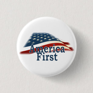 America First USA Flag 3 Cm Round Badge