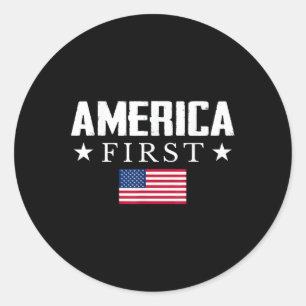 America First Usa Flag  Classic Round Sticker