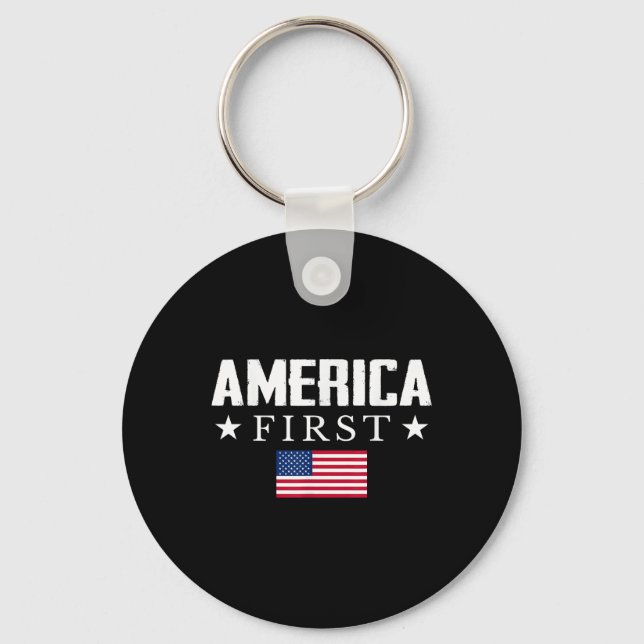 America First Usa Flag  Key Ring (Front)