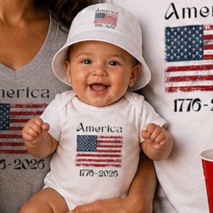 America Flag 1776 to 2026 Kids 250th Anniversary Baby Bodysuit