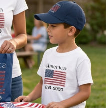 America Flag 1776 to 2026 Kids 250th Anniversary