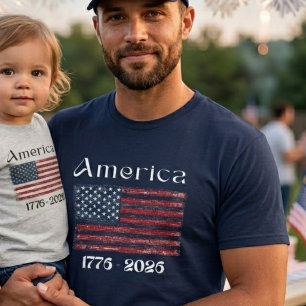 America Flag 1776 to 2026 USA 250 Birthday July 4 T-Shirt