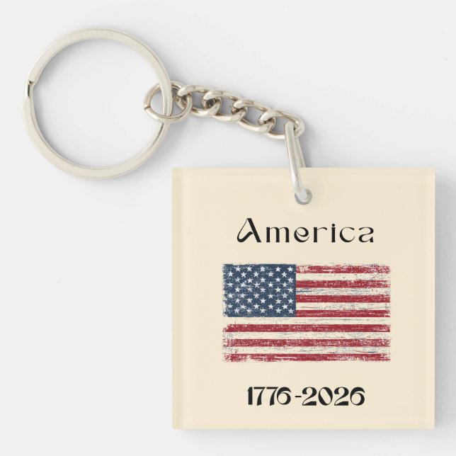 America Flag 1776 to 2026 USA 250th Anniversary  Key Ring (Front)