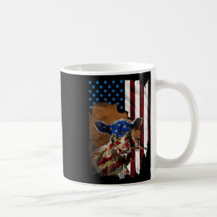 America Flag 4th Of July Beef Cow Face Flag Coffee Mug