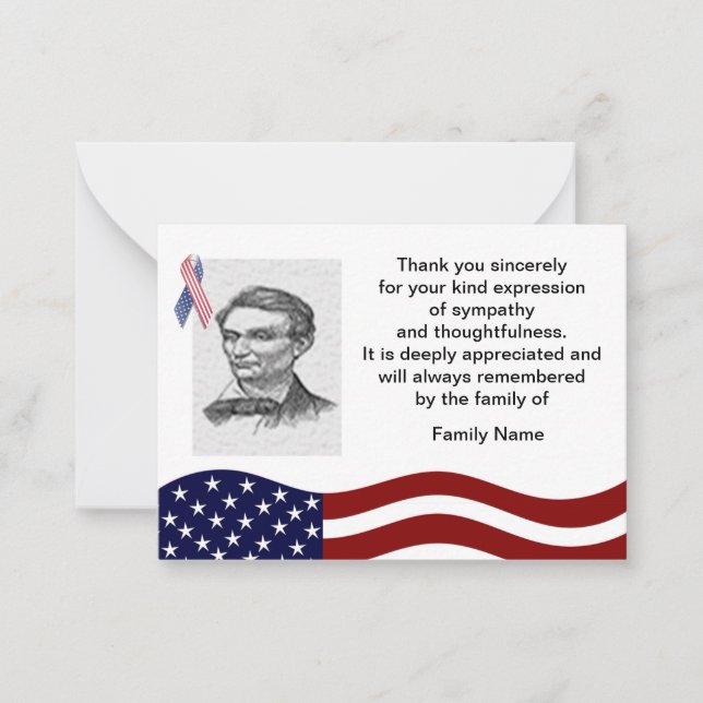 America Flag After Funeral Thank You Cards (Front)