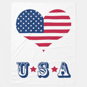 America flag American USA heart large Fleece Blanket