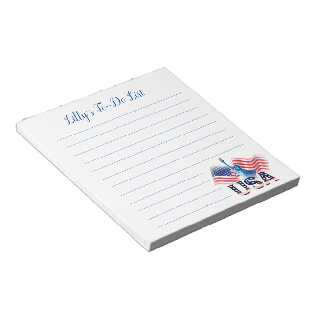 America Flag American USA List Notepad (Angled)
