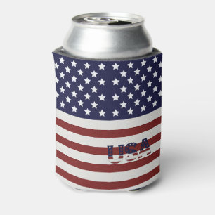  America Flag American USA  Pattern  Can Cooler