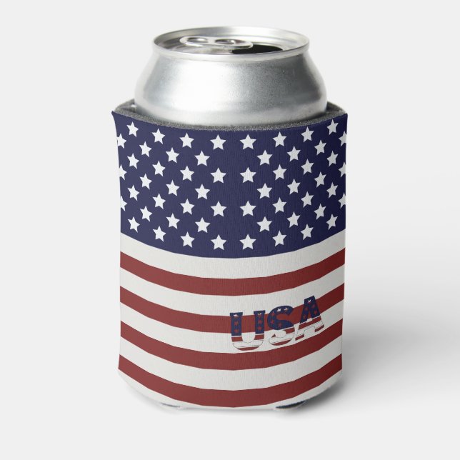  America Flag American USA  Pattern  Can Cooler (Can Back)