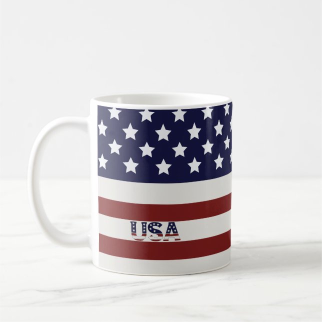  America Flag American USA  Pattern  Coffee Mug (Left)
